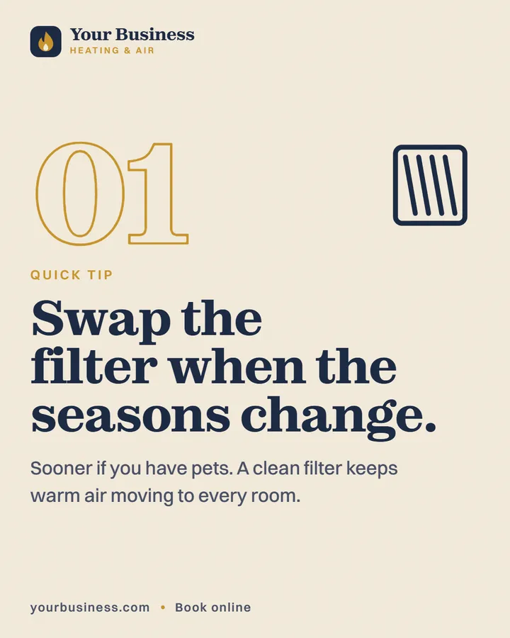 Sample post: Swap the filter when the seasons change.