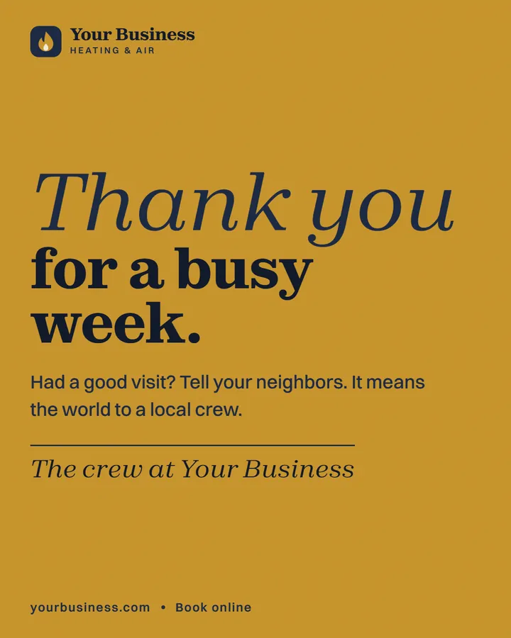 Sample post: Thank you for a busy week.